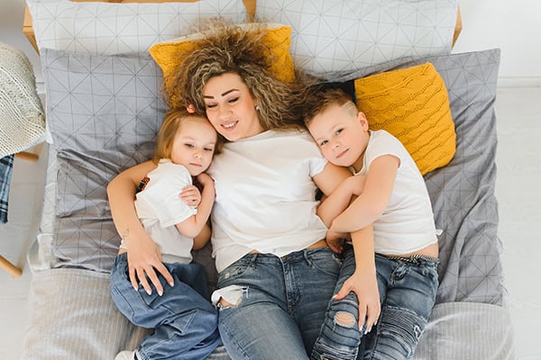 Mom with her kids